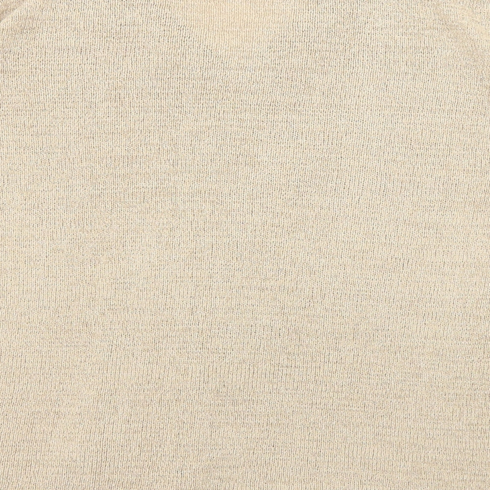 Stephen Womens Beige V-Neck Acrylic Pullover Jumper Size M