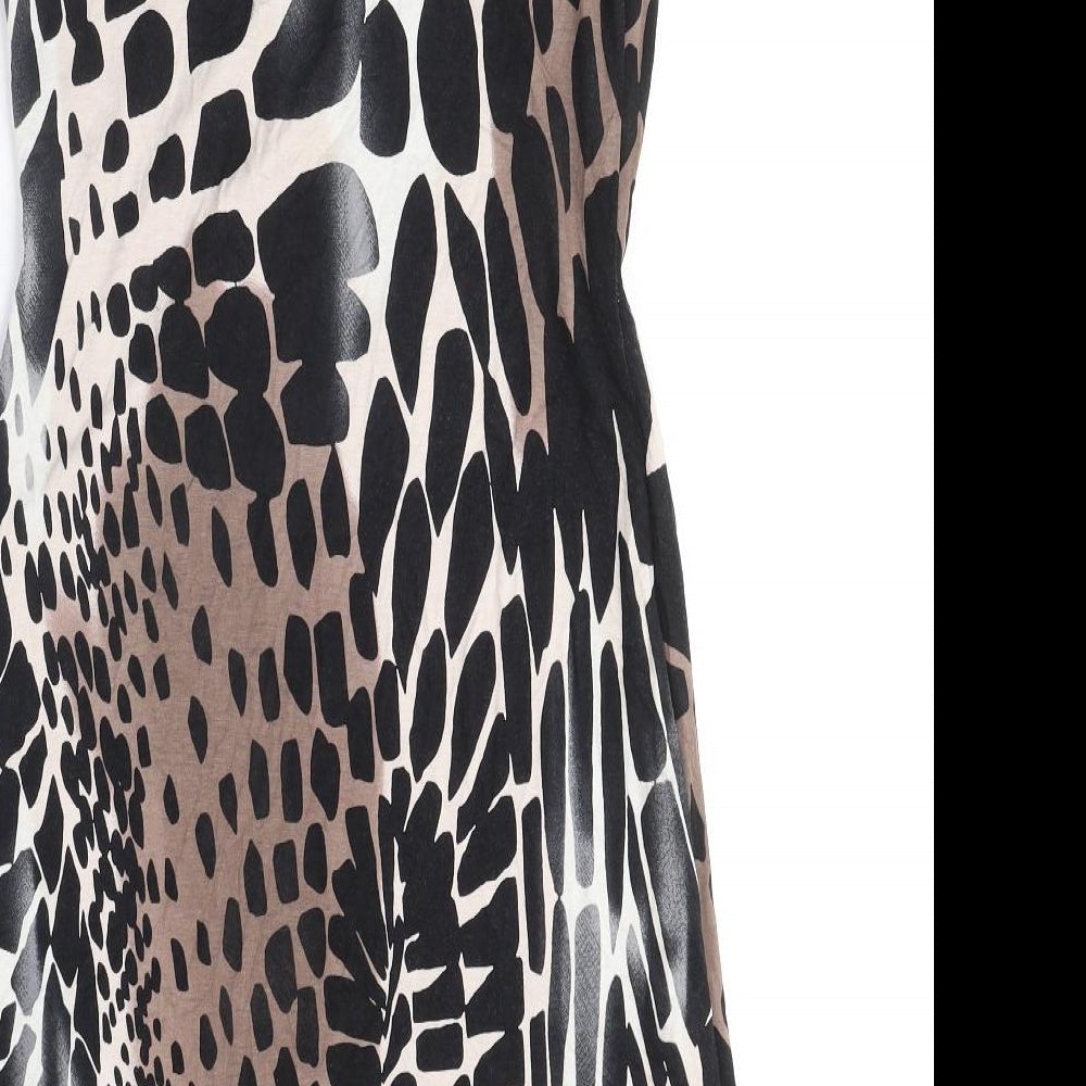 Principles Womens Black Geometric Polyester A-Line Size 10 Cowl Neck Pullover