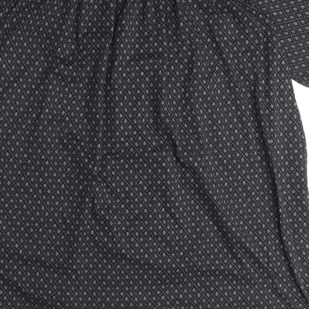 H&M Womens Black Geometric Polyester T-Shirt Dress Size S Off the Shoulder Pullover
