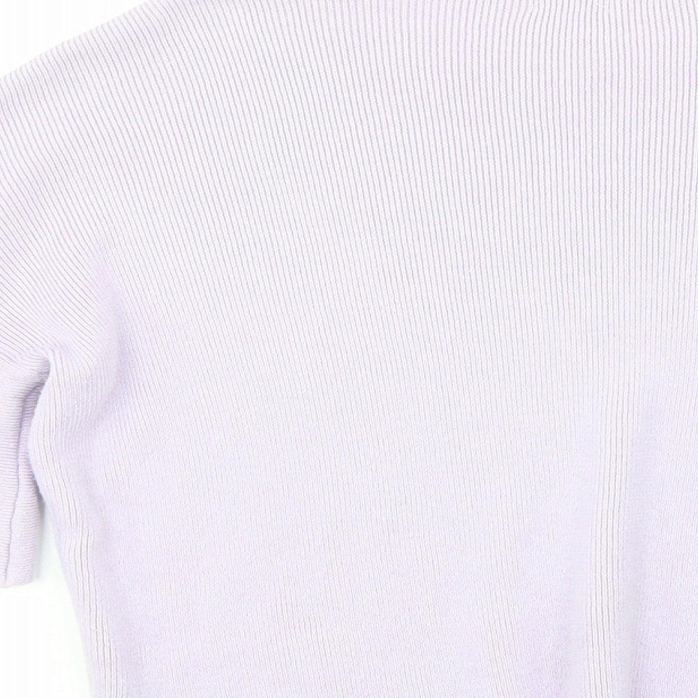River Island Womens Purple Round Neck Cotton Pullover Jumper Size 6 - Flared Sleeves