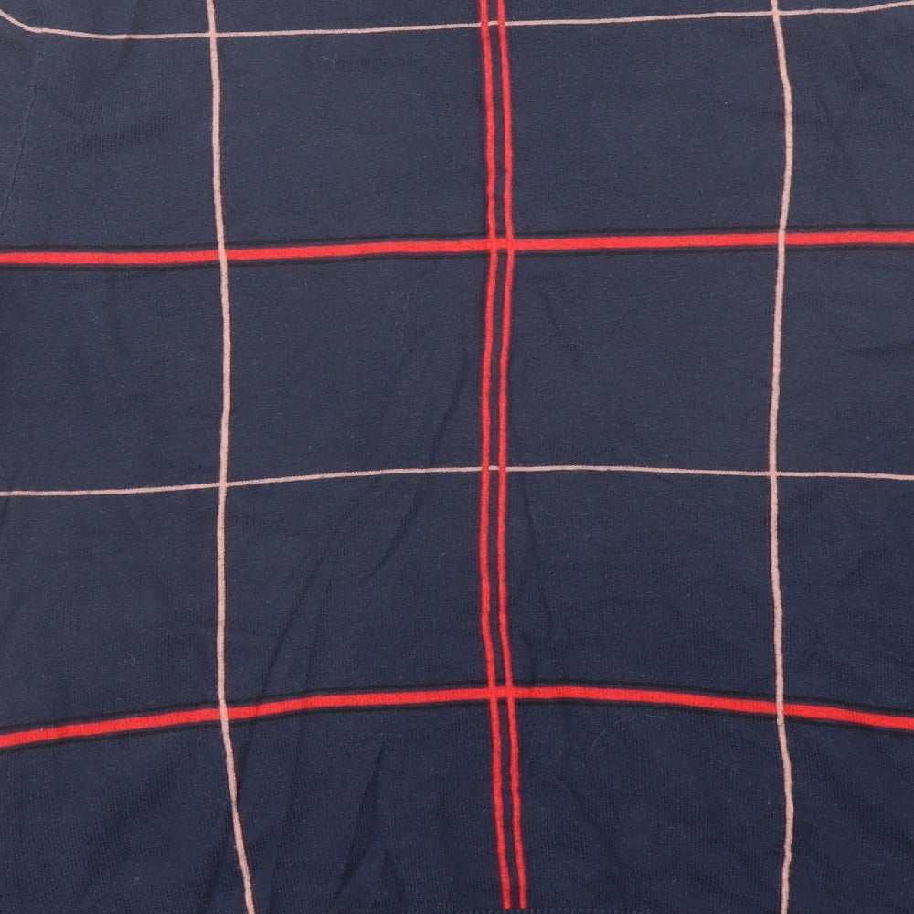 NEXT Womens Blue Round Neck Plaid Cotton Pullover Jumper Size 14