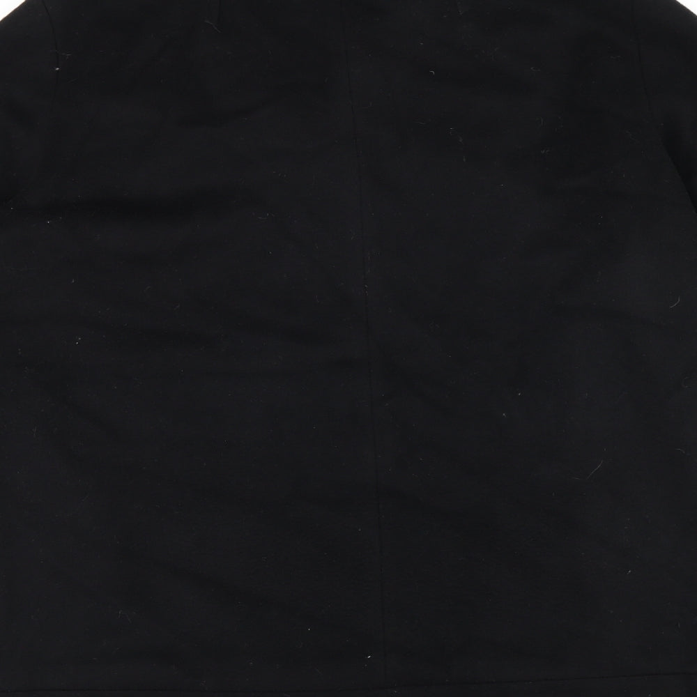 Zara Womens Black Overcoat Coat Size M Zip