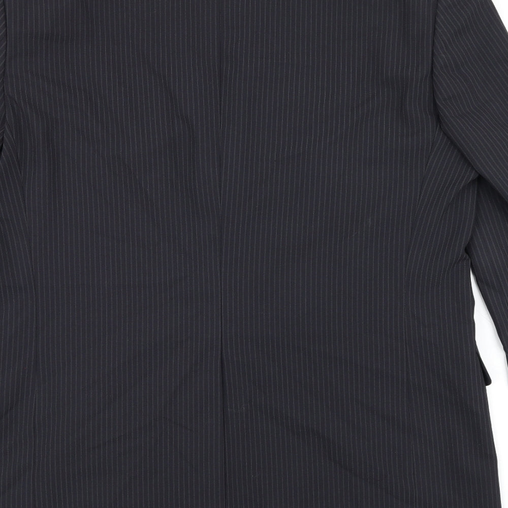Marks & Spencer Mens Blue Striped Polyester Jacket Suit Jacket Size 42 Regular