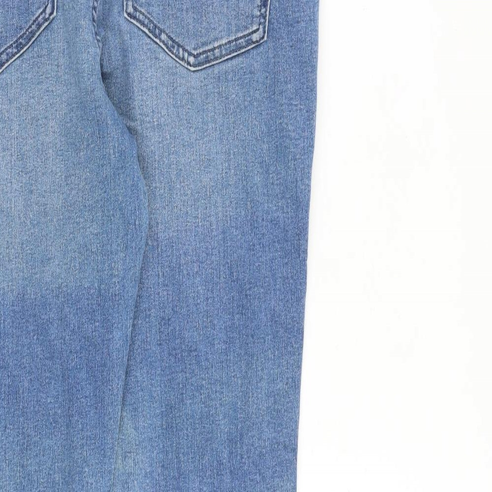 Marks & Spencer Womens Blue Cotton Skinny Jeans Size 14 L29 in Regular Zip