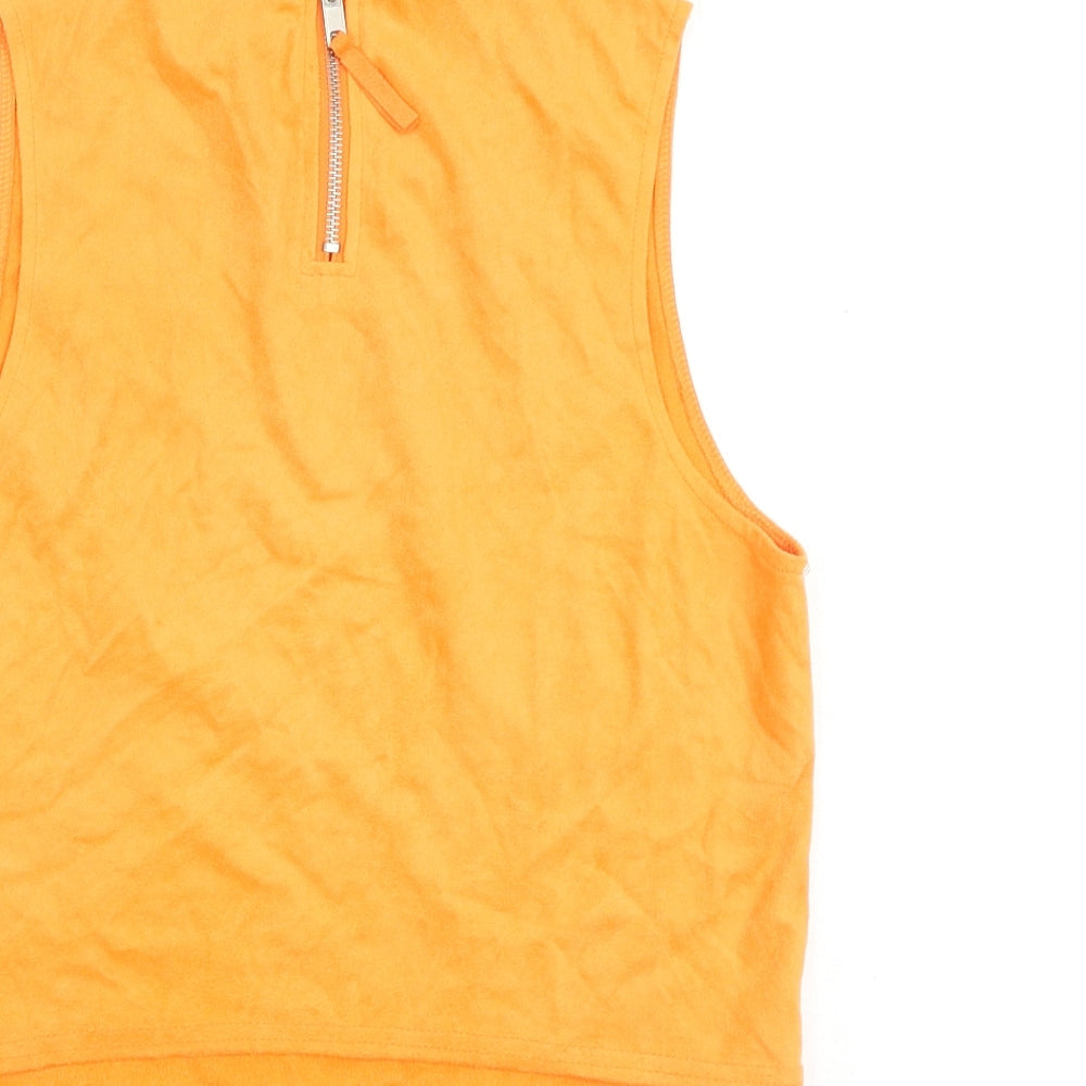 Zara Womens Orange Polyester Basic Tank Size S Round Neck
