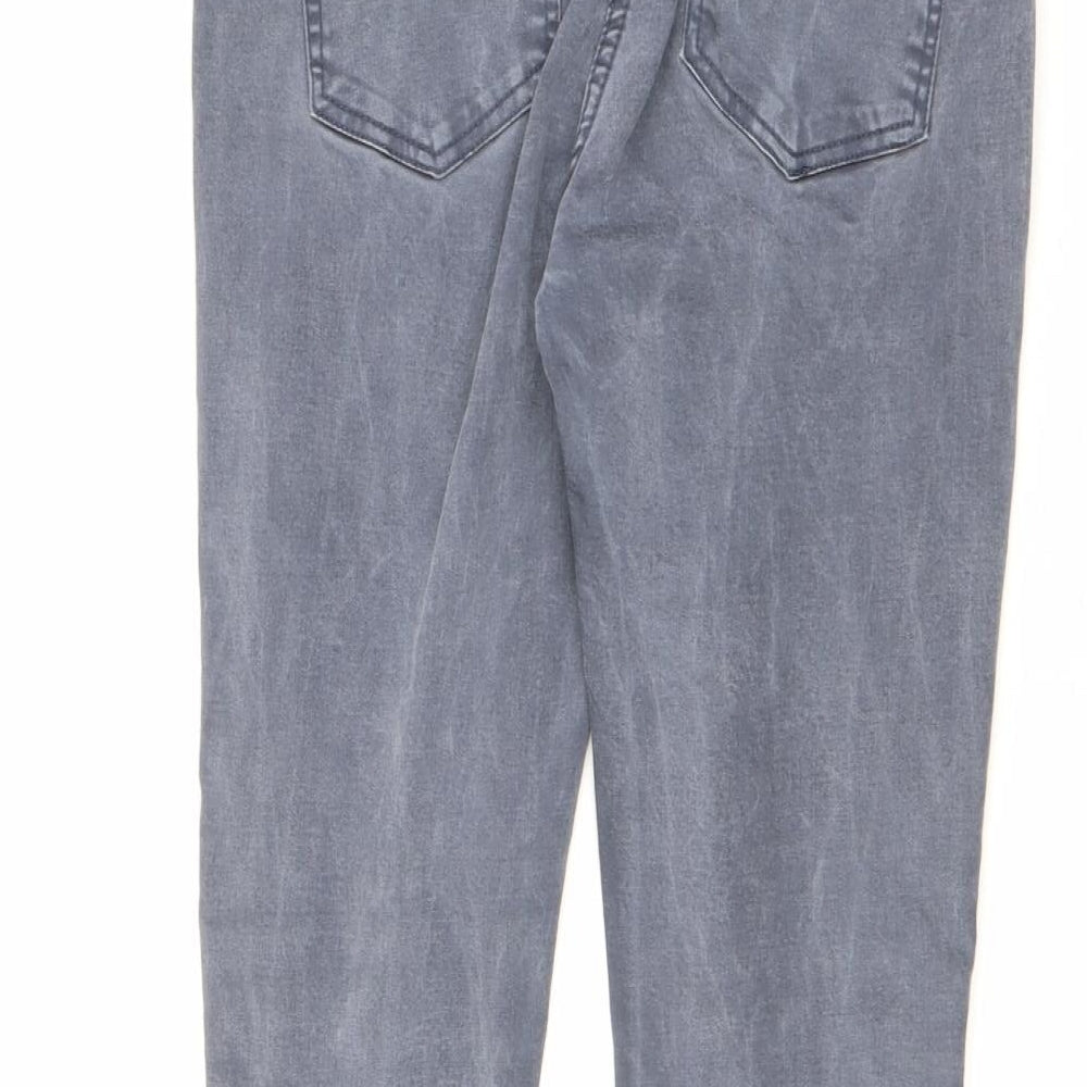 Next Womens Grey Cotton Skinny Jeans Size 12 L28 in Regular Zip