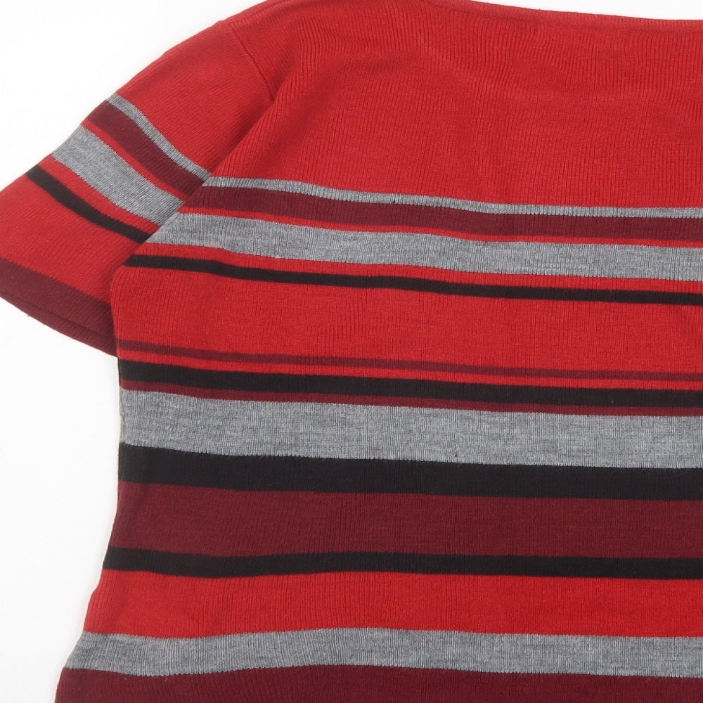 Berkertex Womens Multicoloured Round Neck Striped Acrylic Pullover Jumper Size 10