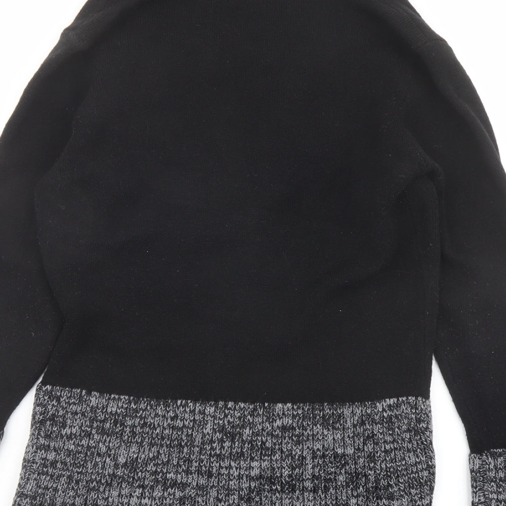 Romamn Womens Black V-Neck Acrylic Pullover Jumper Size 10