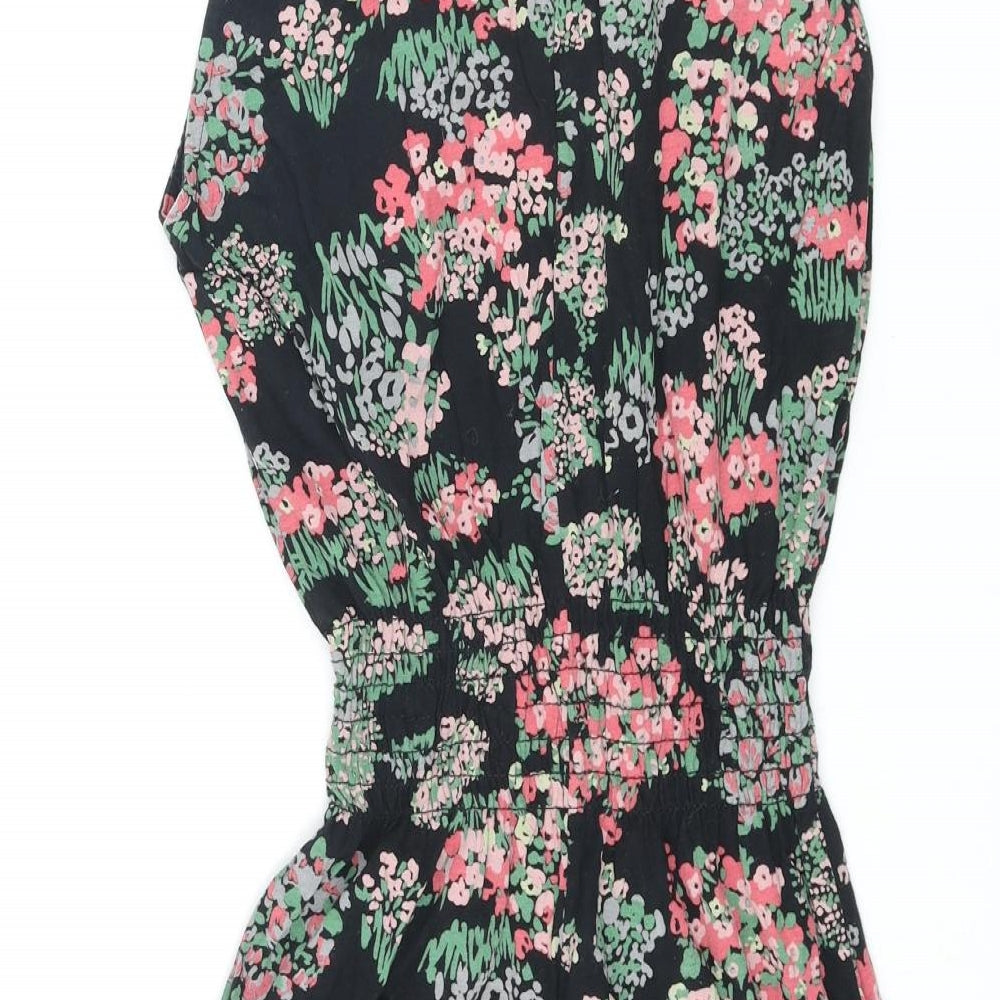 Topshop Womens Multicoloured Floral Cotton Mini Size 8 Round Neck Pullover - Bow