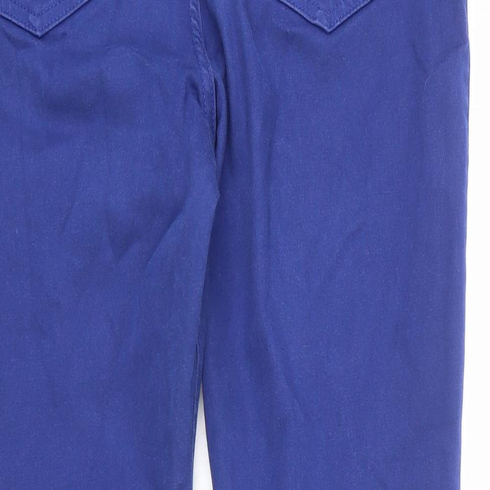 Marks and Spencer Womens Blue Cotton Skinny Jeans Size 12 L24 in Regular Zip - Short Length