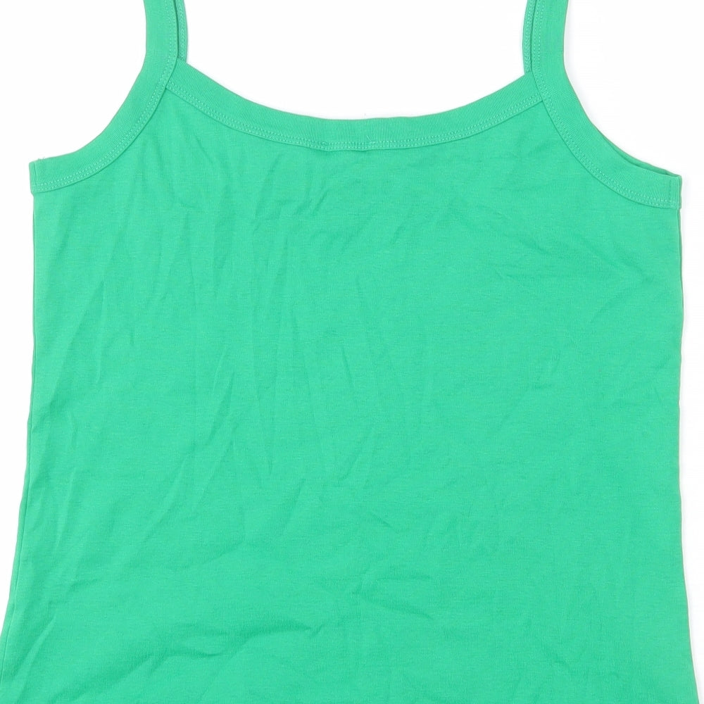Marble Womens Green 100% Cotton Basic Tank Size M Scoop Neck