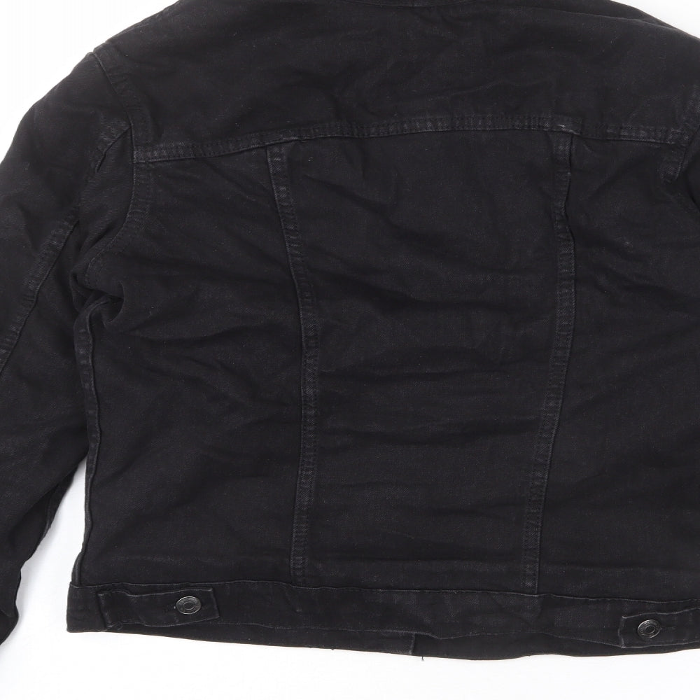 Denim & Co. Womens Black Jacket Size 6 Button