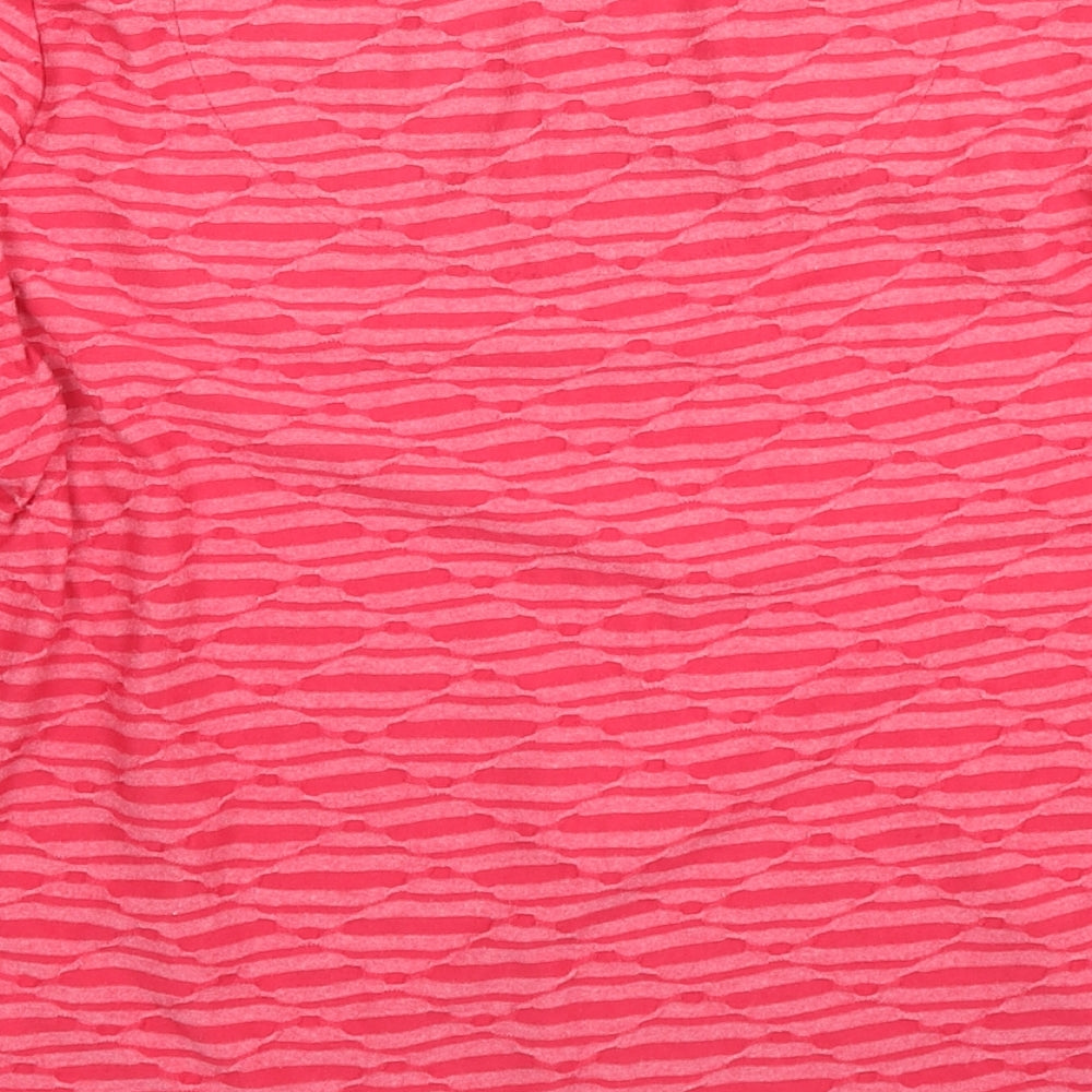 Per Una Womens Pink Geometric Polyester Basic Blouse Size 14 Round Neck