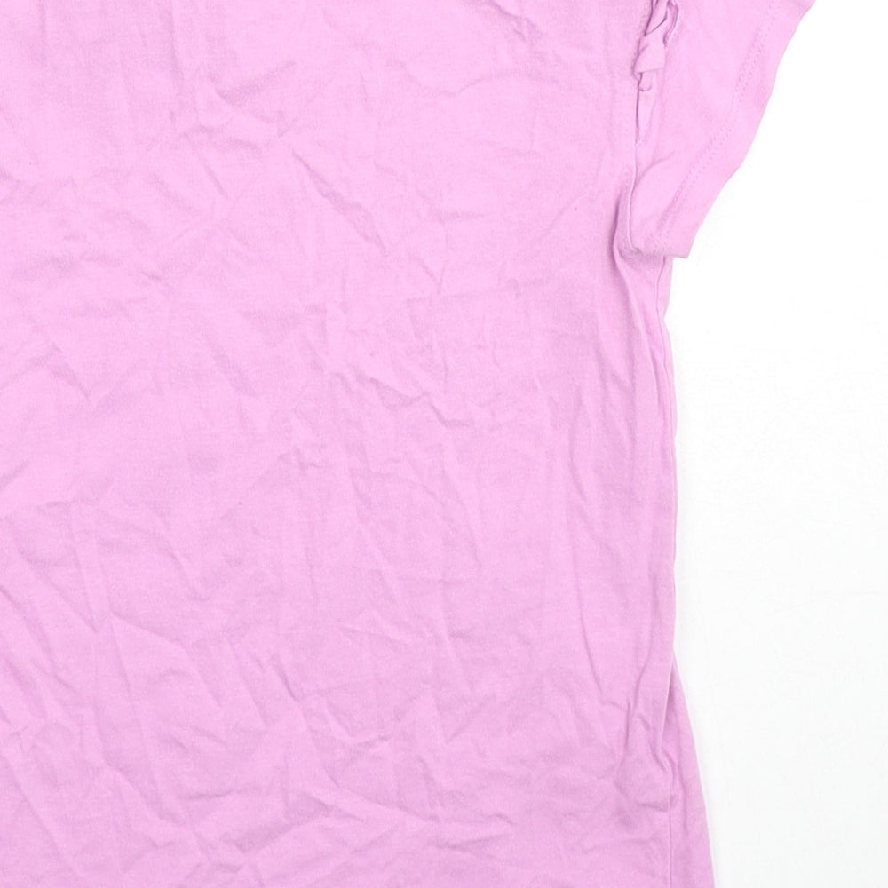 VIGOSS Girls Pink Cotton Basic T-Shirt Size S Round Neck Pullover - Ruffle