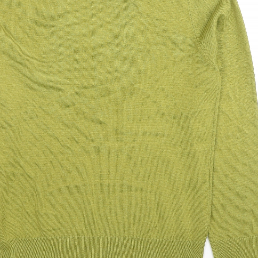 Conington Womens Green V-Neck Acrylic Pullover Jumper Size M