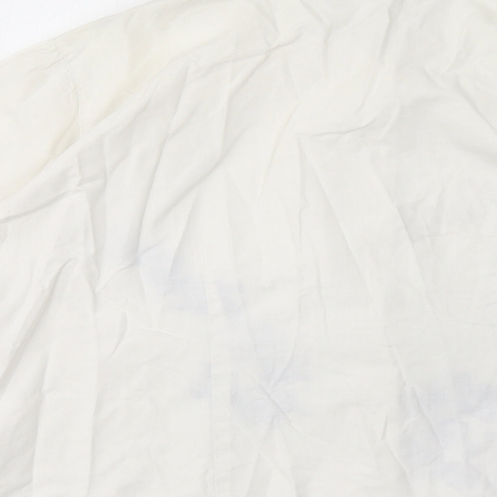 Casual Wear Womens White 100% Cotton Basic Button-Up Size 12 Collared - Embroidery