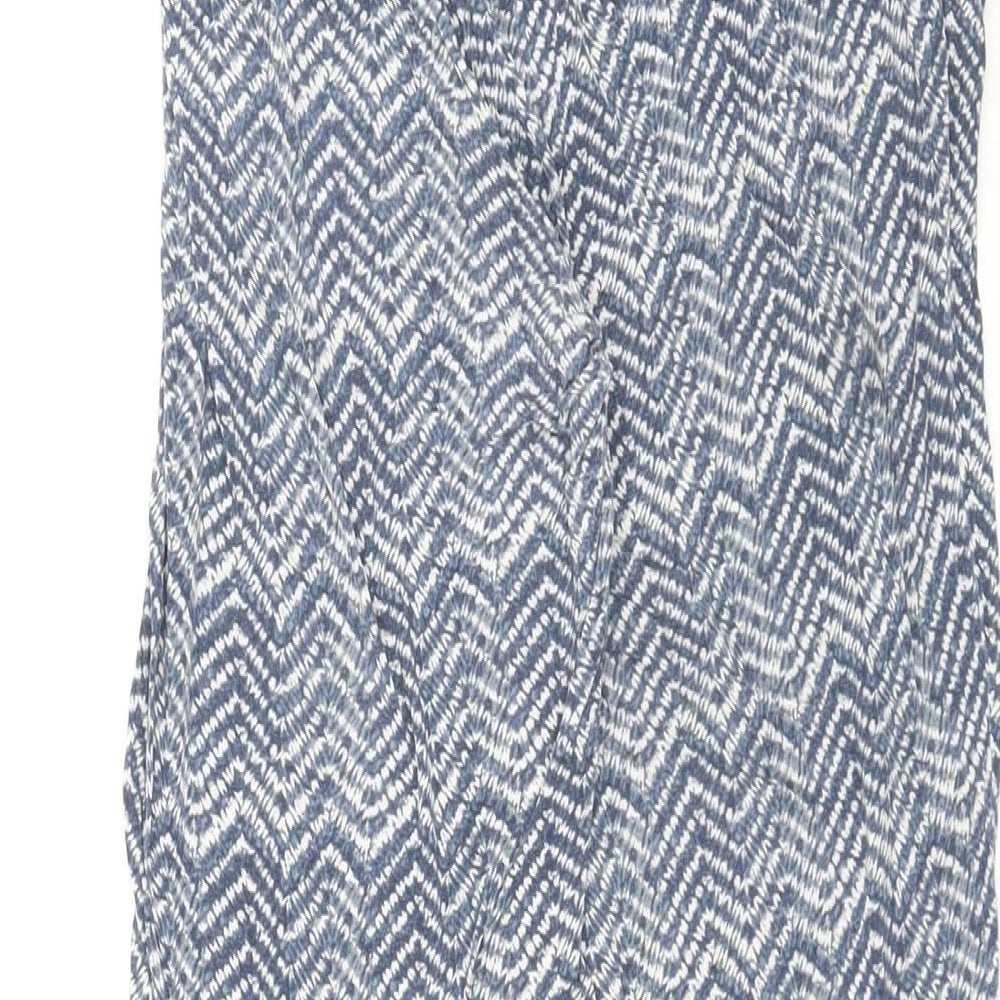 H&M Womens Blue Herringbone Viscose Jogger Trousers Size M L24 in Regular