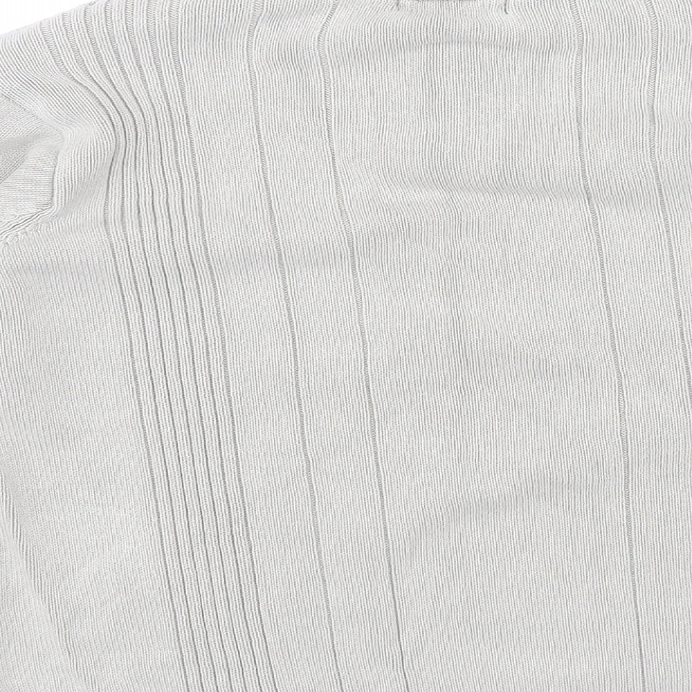 Marks & Spencer Mens Grey Mock Neck Cotton Pullover Jumper Size L Long Sleeve