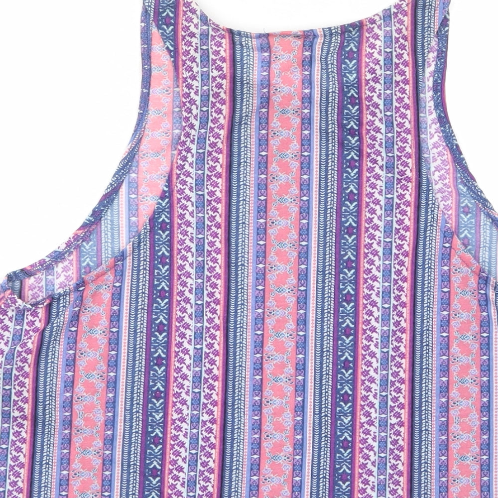 H&M Womens Multicoloured Geometric Polyester Cropped Tank Size M Crew Neck