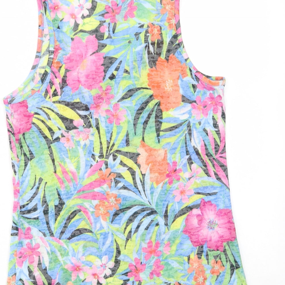 New London Womens Multicoloured Geometric Polyester Basic Tank Size 8 Scoop Neck - Pocket, Zip
