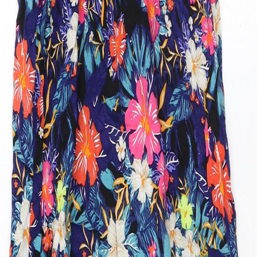 H&M Womens Multicoloured Floral Polyester Maxi Size 8 V-Neck Pullover