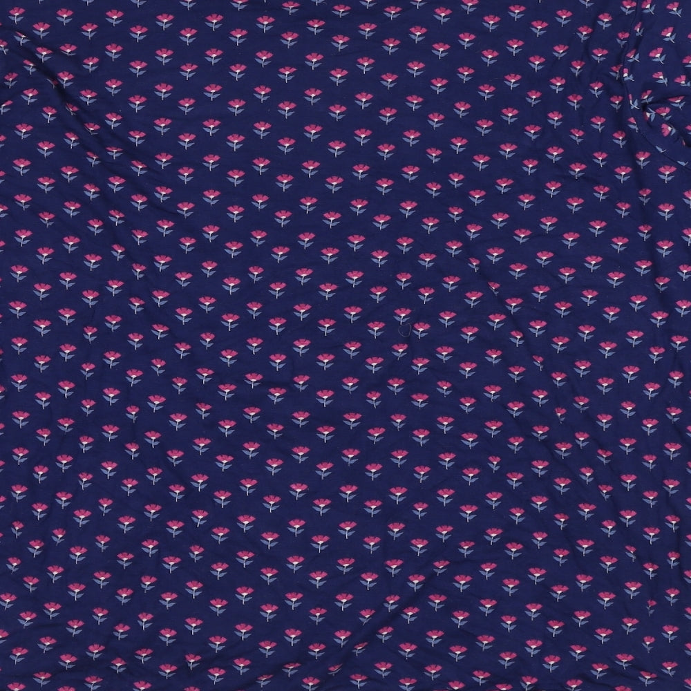 JoJo Maman Bébé Womens Blue Floral Viscose Basic Blouse Size L Round Neck - Concealed button