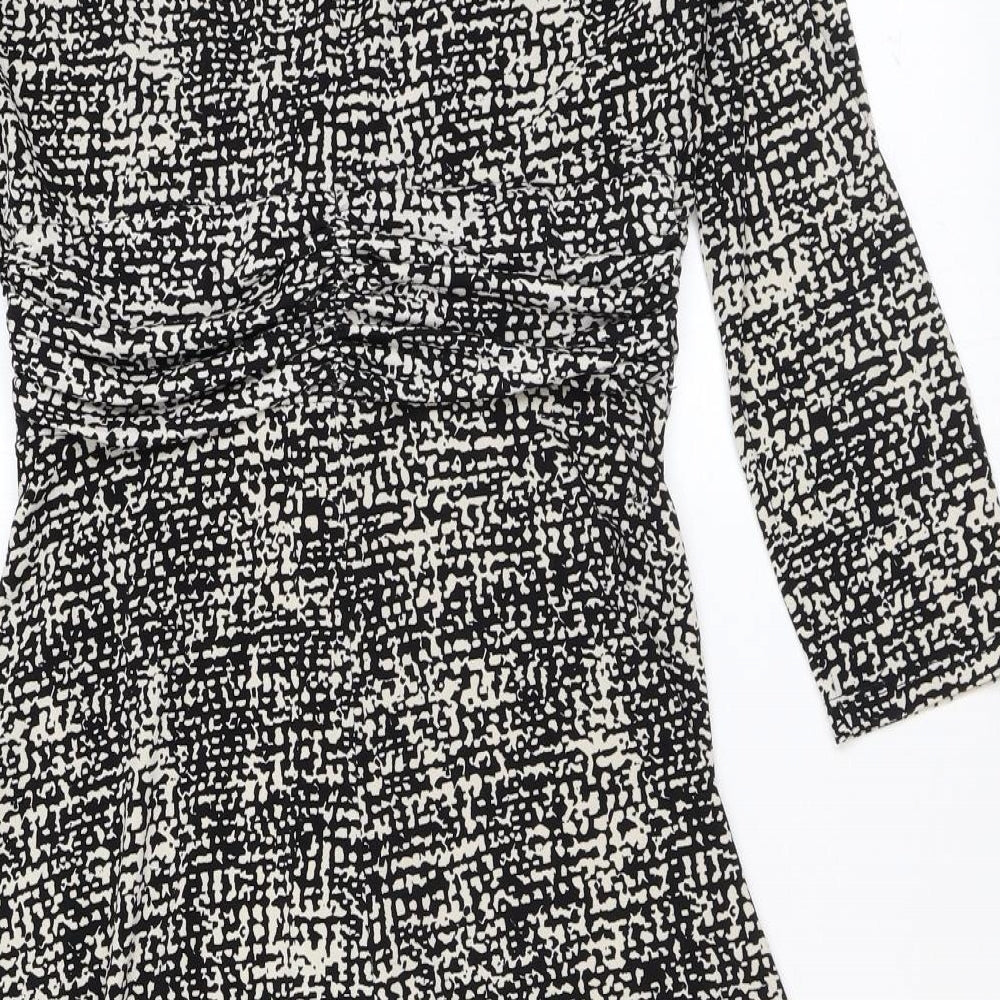 Phase Eight Womens Black Geometric Polyester A-Line Size 10 V-Neck Pullover