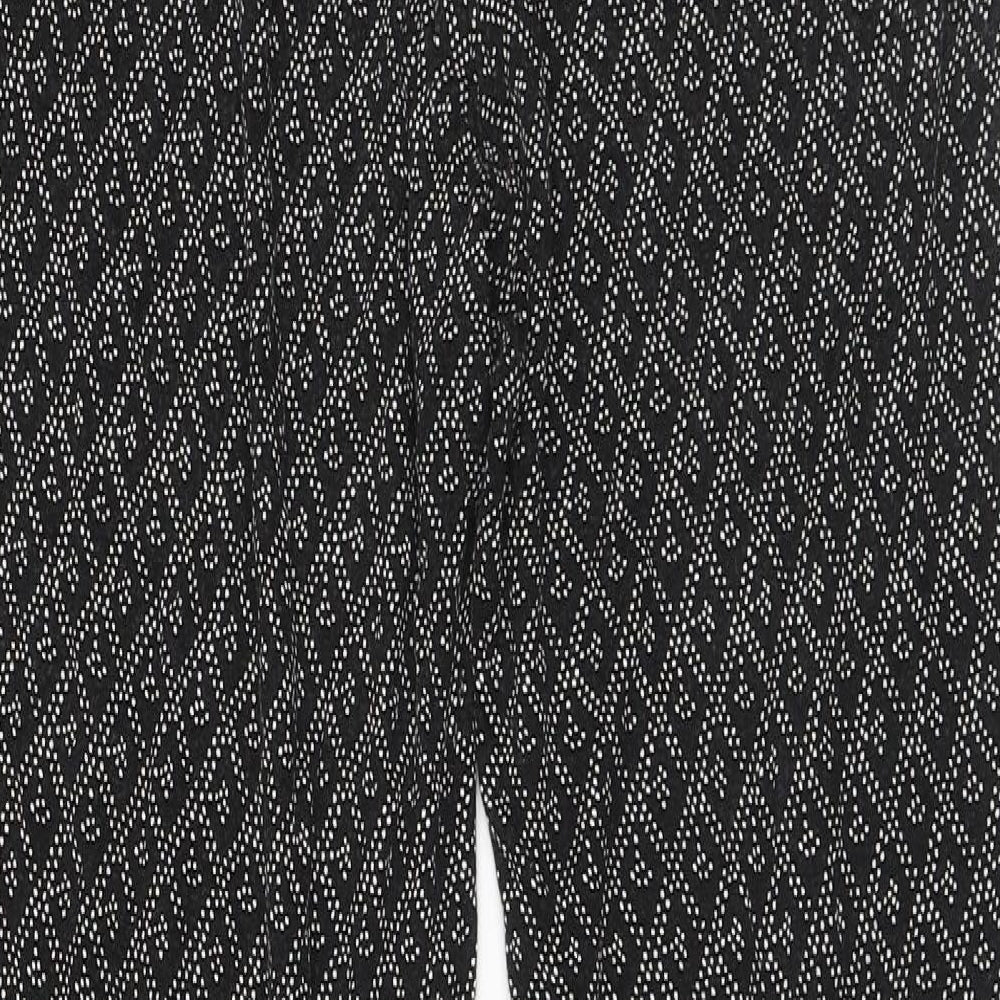 H&M Womens Black Geometric Viscose Trousers Size S L27 in Regular