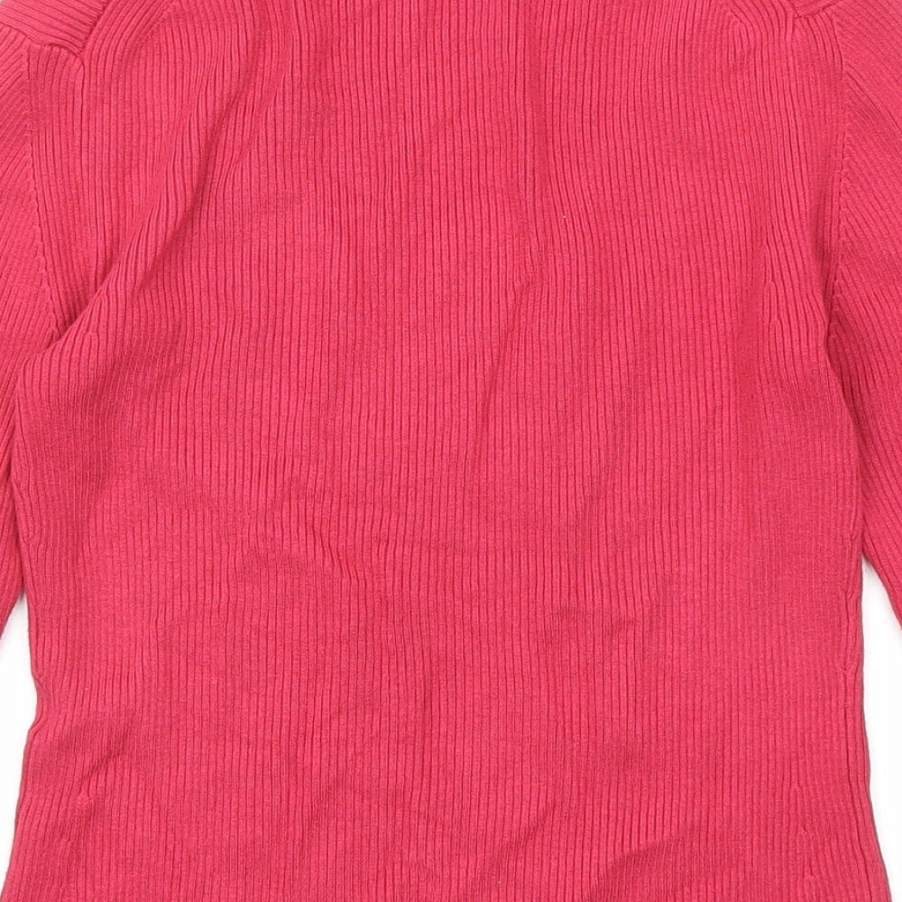 Precis Womens Pink Scoop Neck Viscose Pullover Jumper Size S
