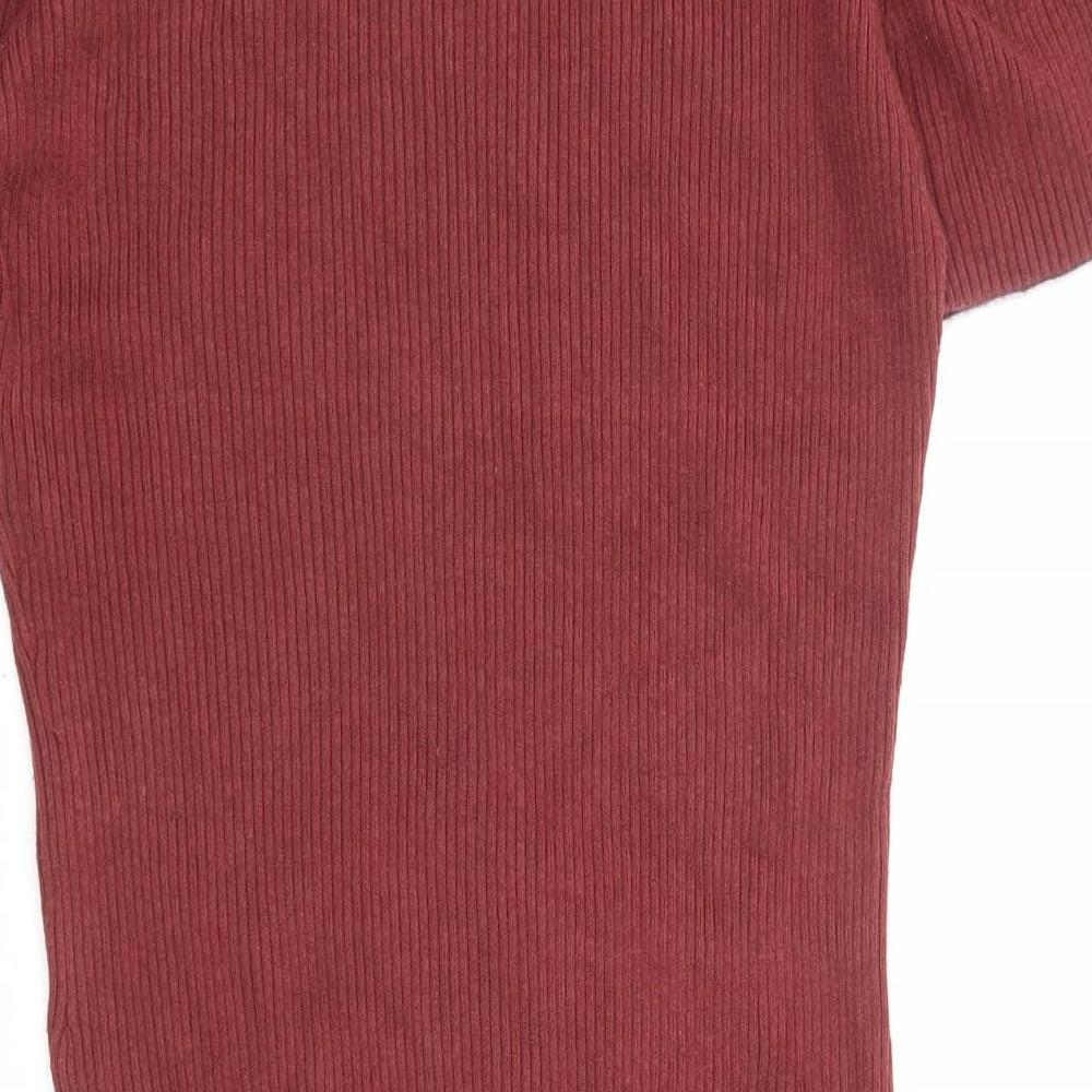 Jessica Simpson Womens Red Cotton Bodycon Size L Roll Neck Pullover