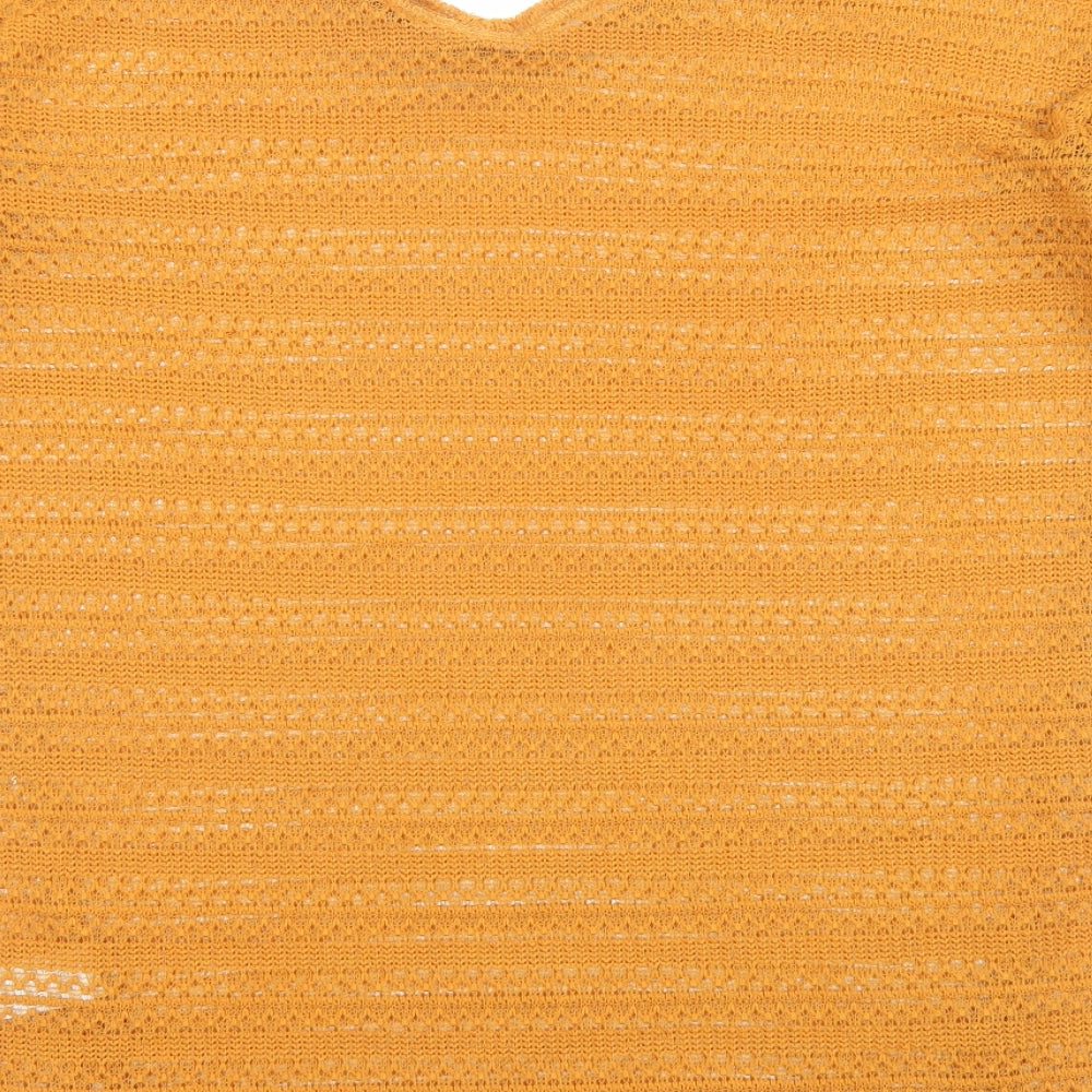 NEXT Womens Orange V-Neck Polyester Pullover Jumper Size 12