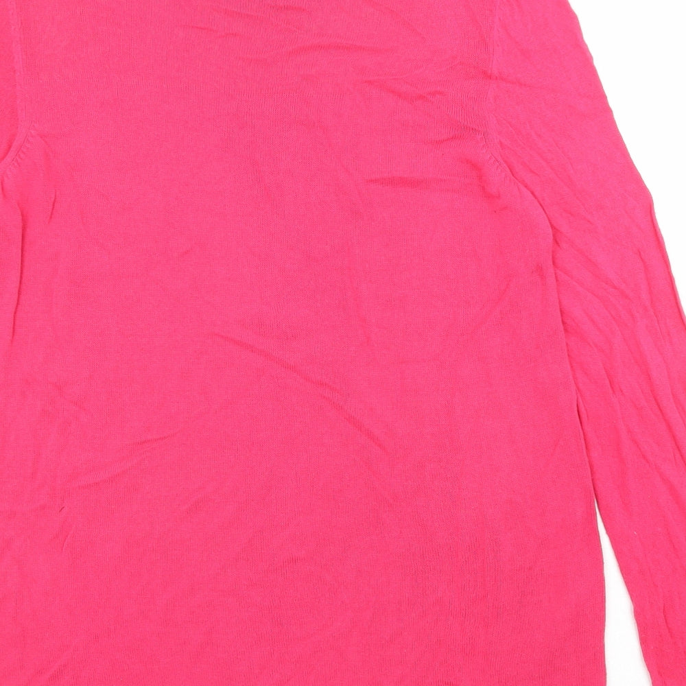 Marks & Spencer Womens Pink Boat Neck Viscose Pullover Jumper Size 16