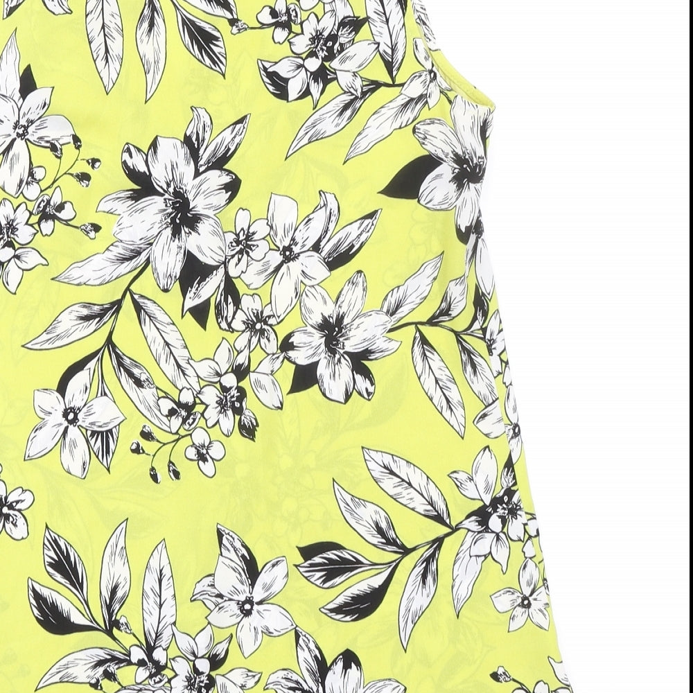 Debenhams Womens Green Floral Polyester Camisole Blouse Size 10 V-Neck - Light Weight