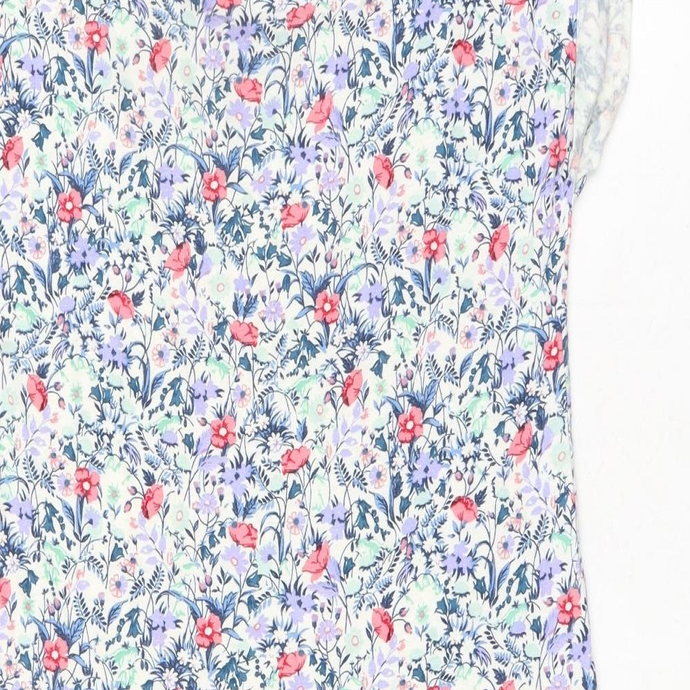 Marks & Spencer Womens Multicoloured Floral Viscose Mini Size 8 Boat Neck Pullover