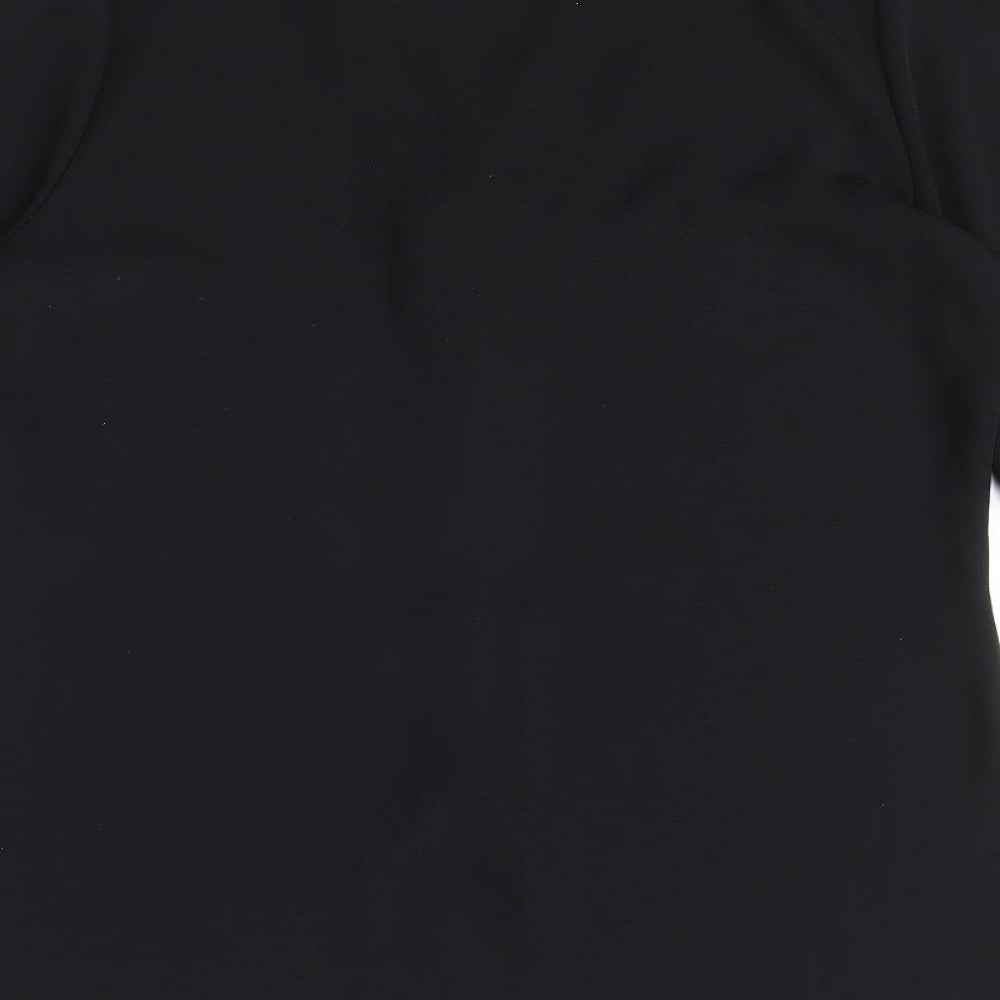 Your Sixth Sense Womens Black Polyester Basic Button-Up Size 12 V-Neck