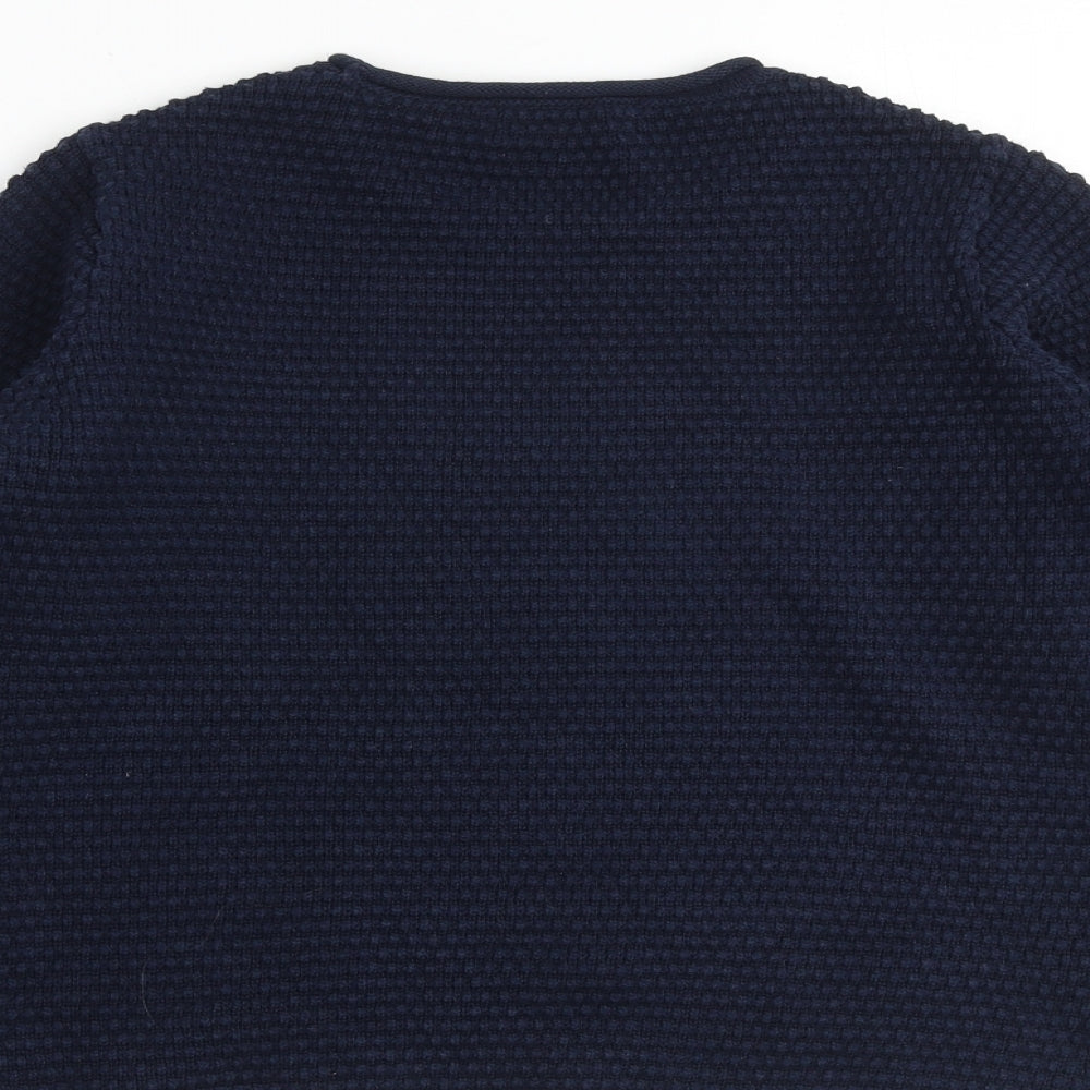 Marks & Spencer Womens Blue Round Neck Cotton Pullover Jumper Size S