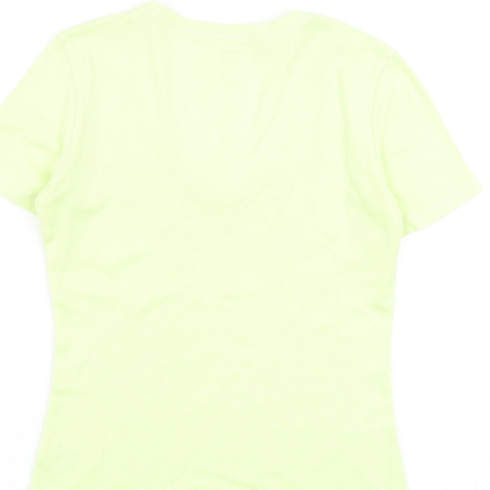 Marks & Spencer Womens Yellow 100% Cotton Basic T-Shirt Size 6 V-Neck