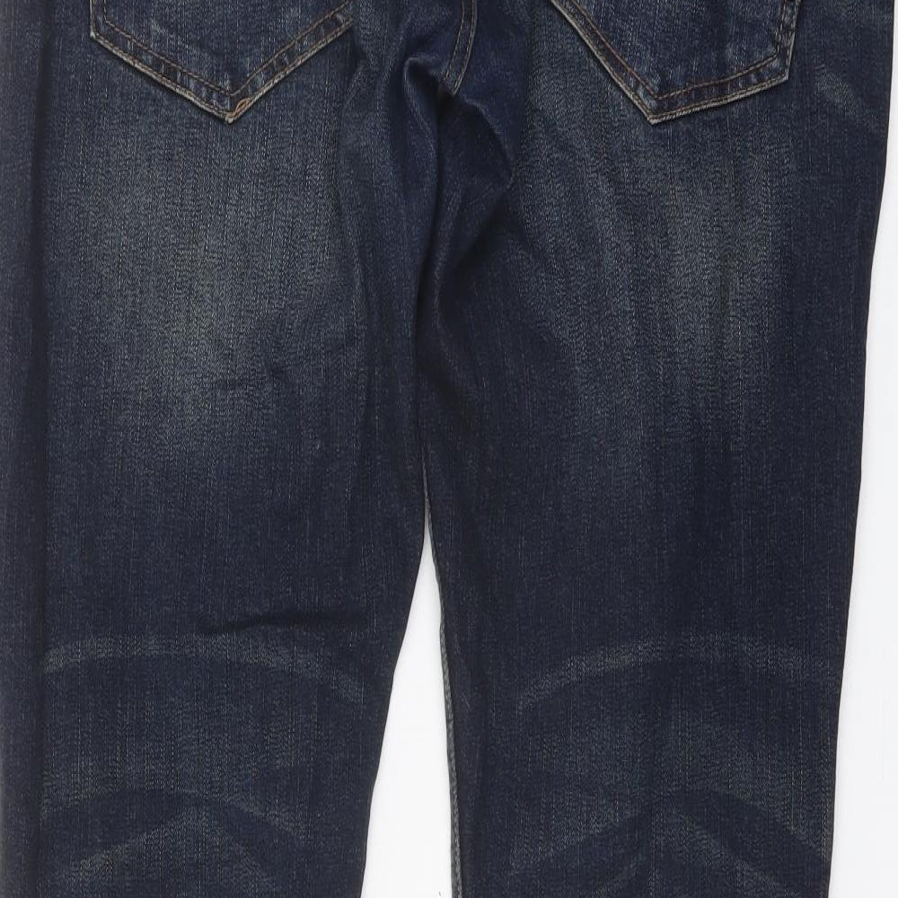 Authentic Mens Blue Cotton Straight Jeans Size 32 in L32 in Slim Button
