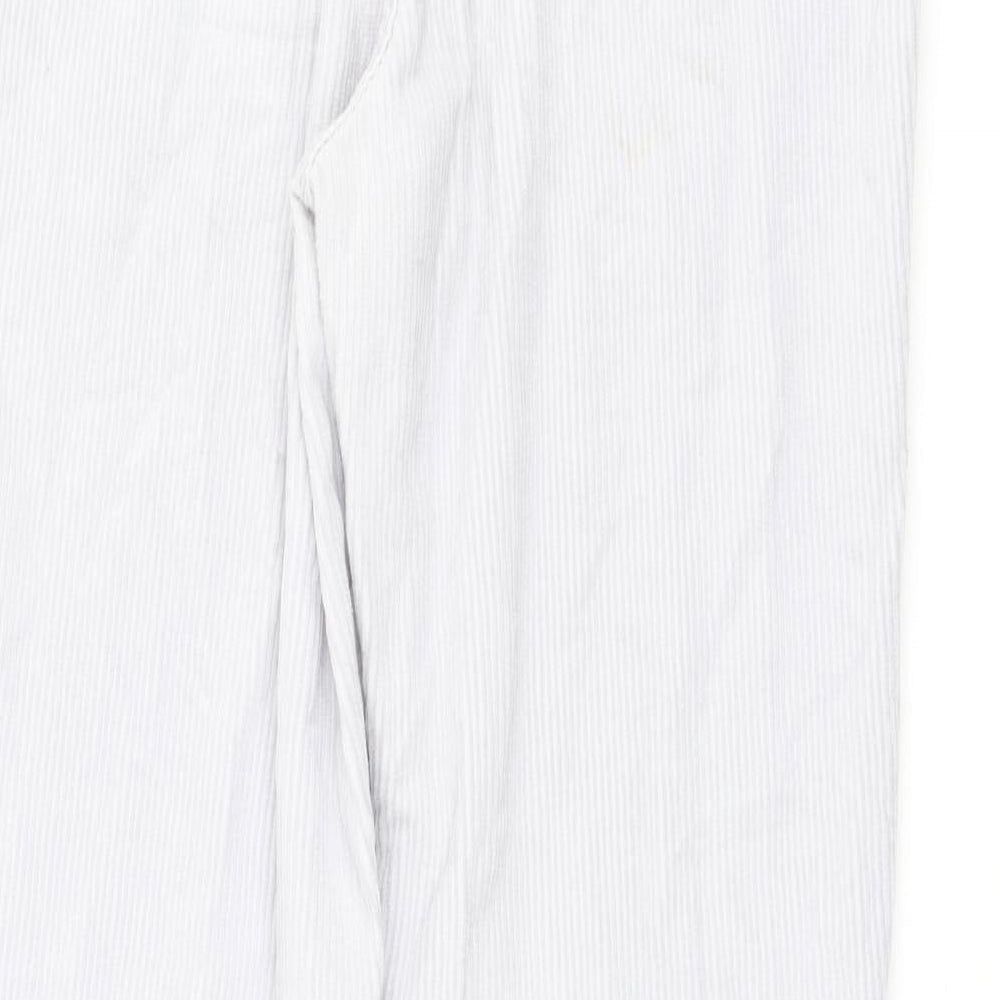 Brand and care label for Denim & Co. women’s grey cotton trousers, size UK 10, 26-inch leg regular button