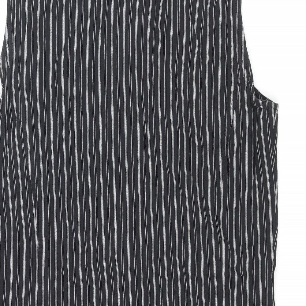 Precis Womens Black Striped Viscose Basic Button-Up Size 8 Collared