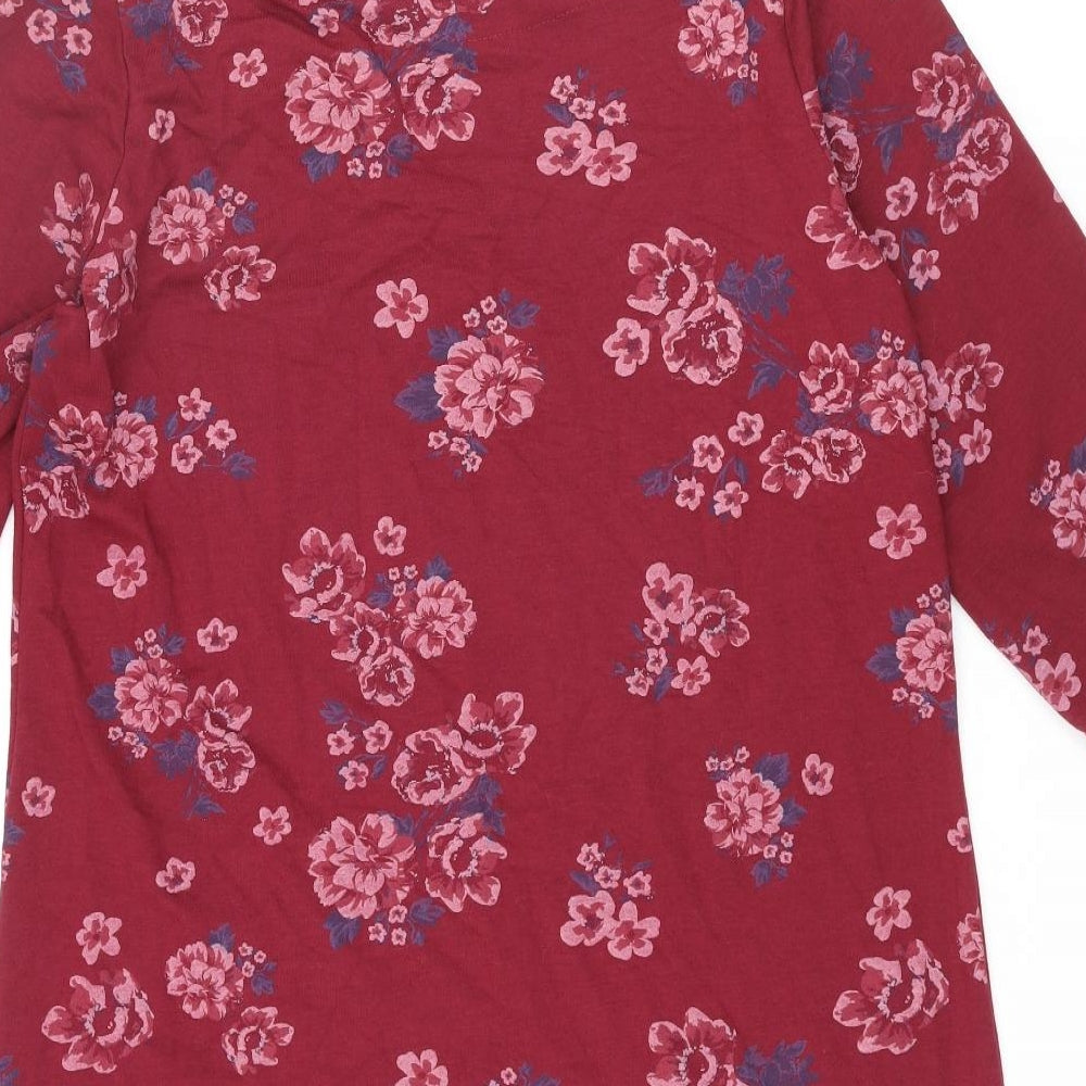 Pebble Bay Womens Red Floral Polyester Shift Size 16 Round Neck Pullover - Pocket
