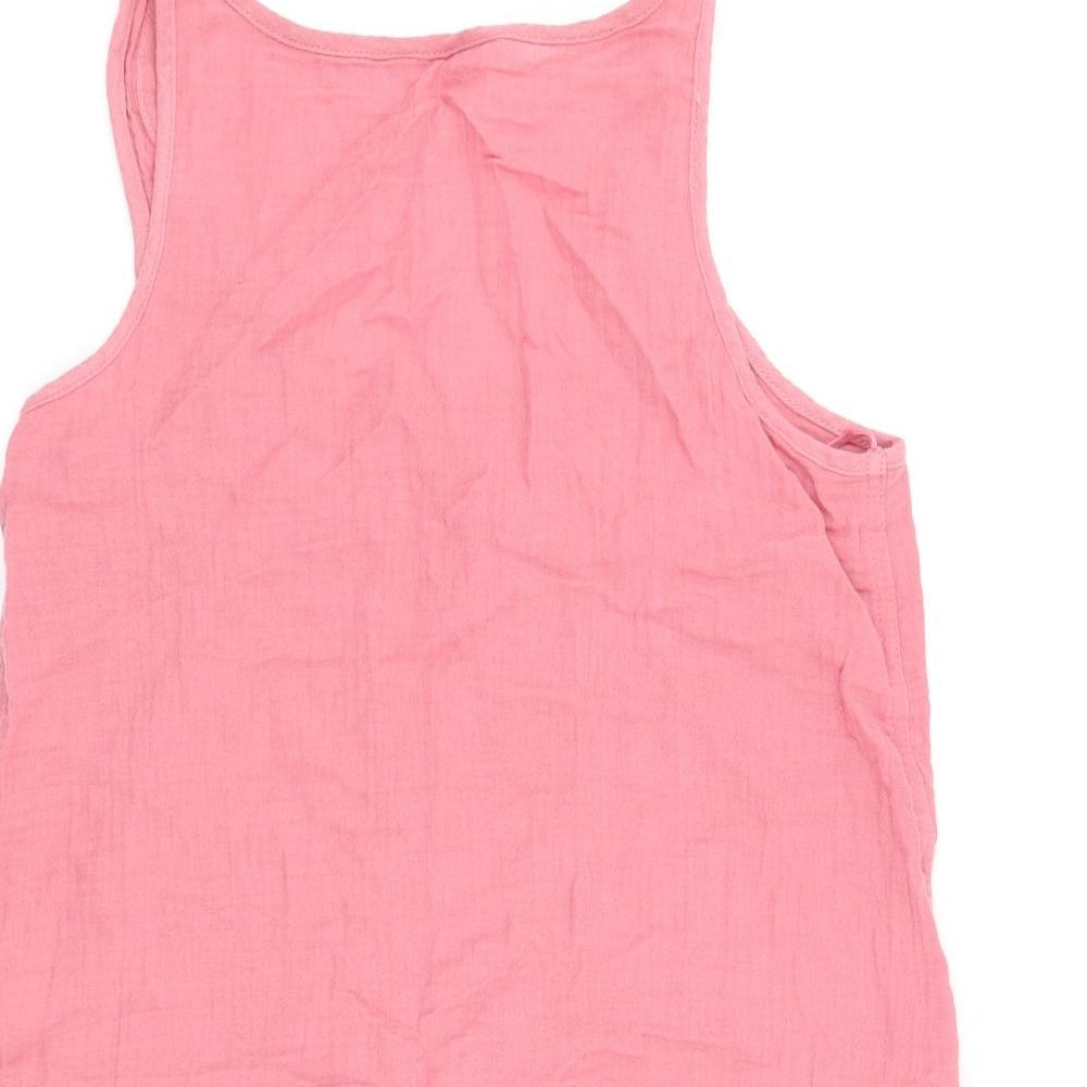 Marks & Spencer Womens Pink Cotton Camisole Tank Size 10 Scoop Neck - Pocket