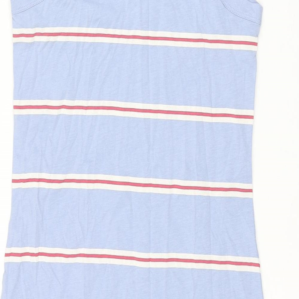 Marks & Spencer Womens Blue Striped Cotton Tank Dress Size S Crew Neck Pullover