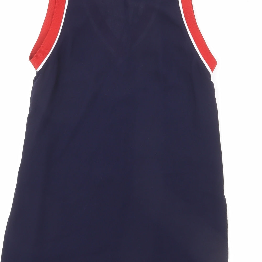 Limited Edition Womens Blue Polyester Basic Tank Size 6 V-Neck - Blouse, Elastic Stripe Detail