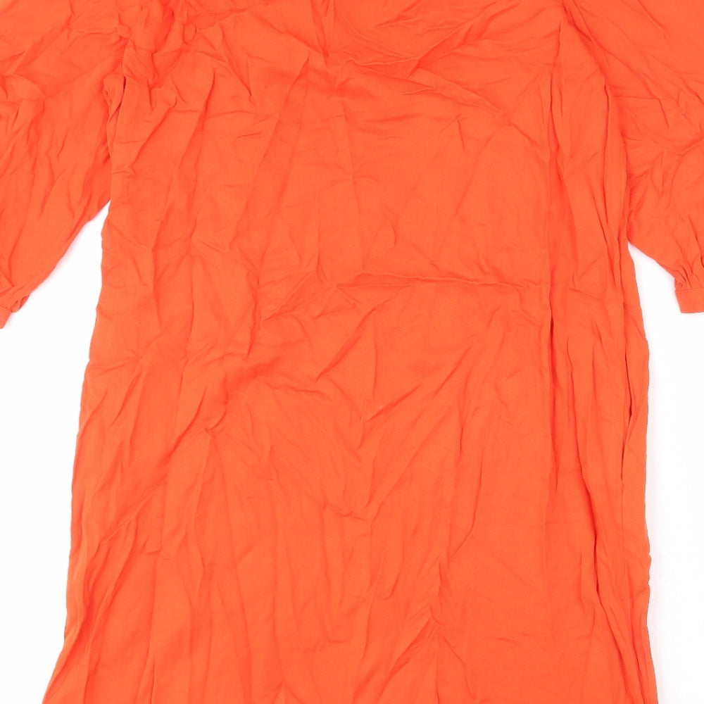 Marks & Spencer Womens Orange Viscose Sheath Size 10 V-Neck Pullover