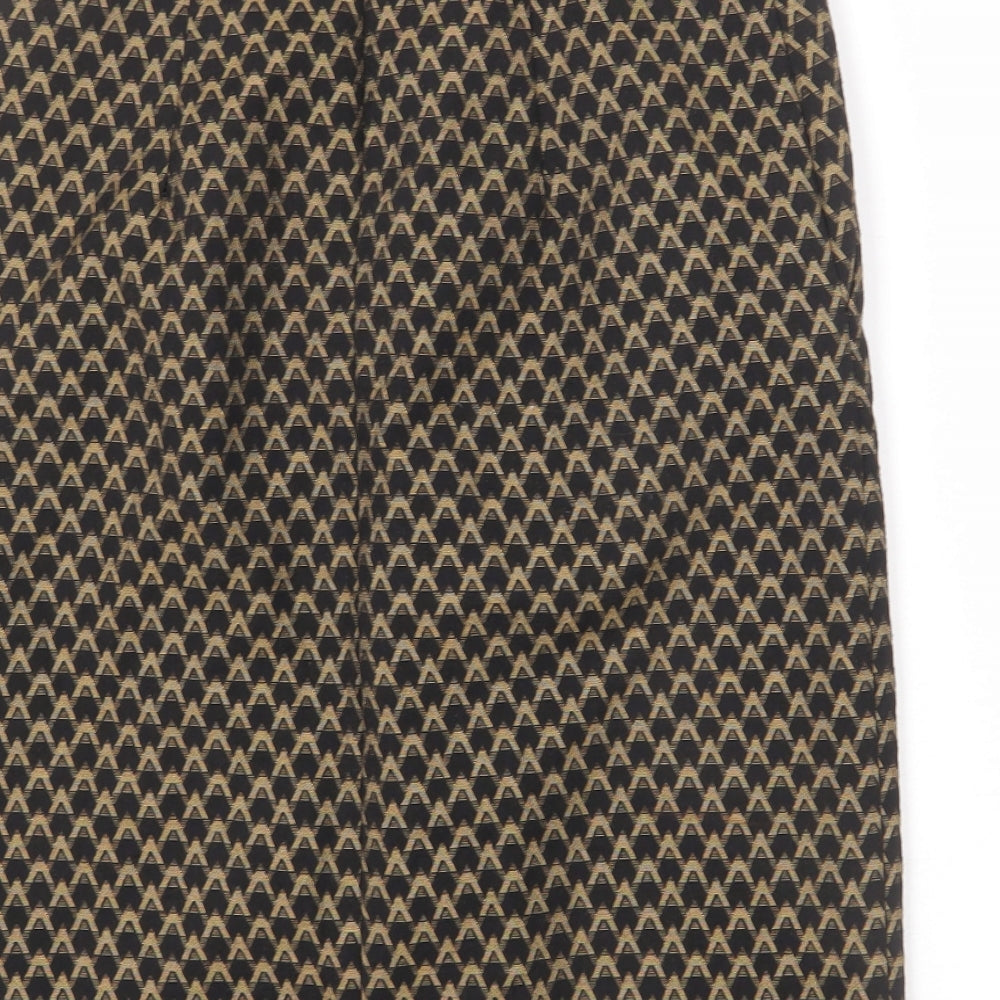 Marks & Spencer Womens Black Geometric Polyester A-Line Skirt Size 12 Zip