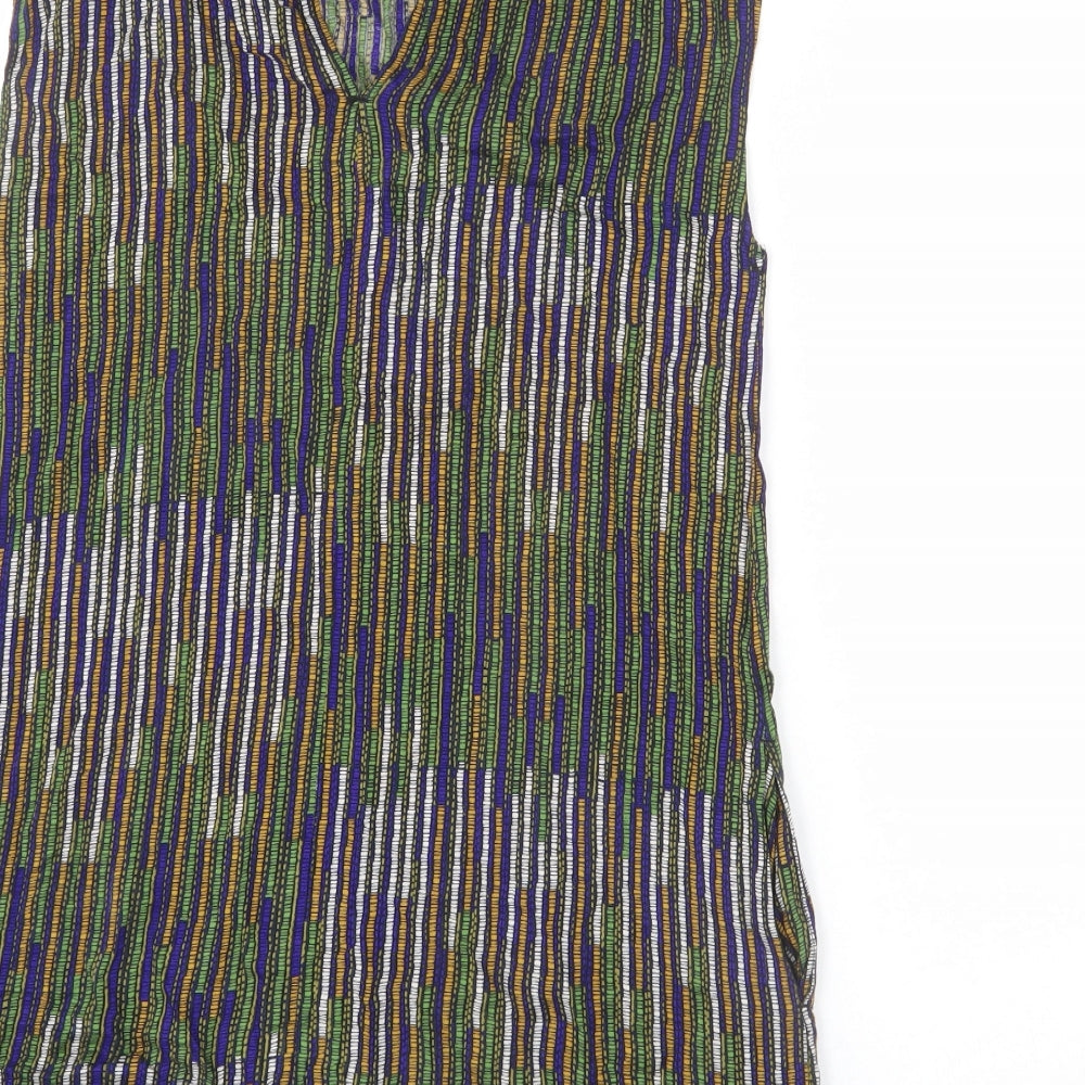 H&M Womens Multicoloured Geometric Viscose Sheath Size 12 Round Neck Pullover - Keyhole Cut Out