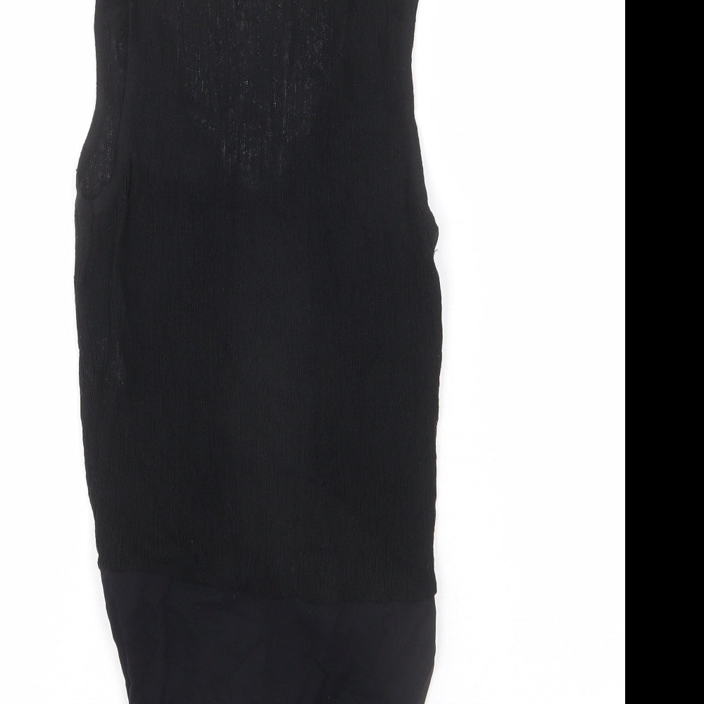 Zara Womens Black Polyamide Bodysuit One-Piece Size XS Snap
