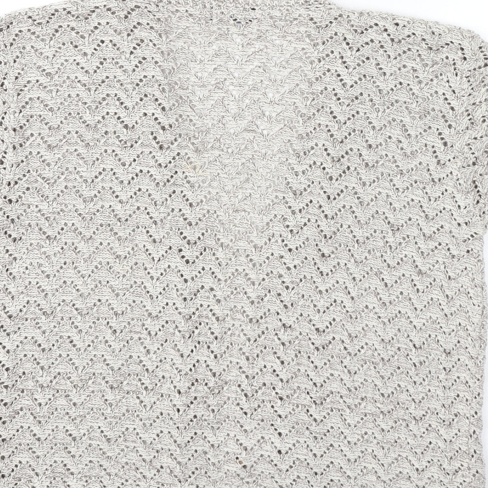 Pulse Womens Ivory V-Neck Polyester Cardigan Jumper Size M - Size M-L, Tie, Wooden Beads