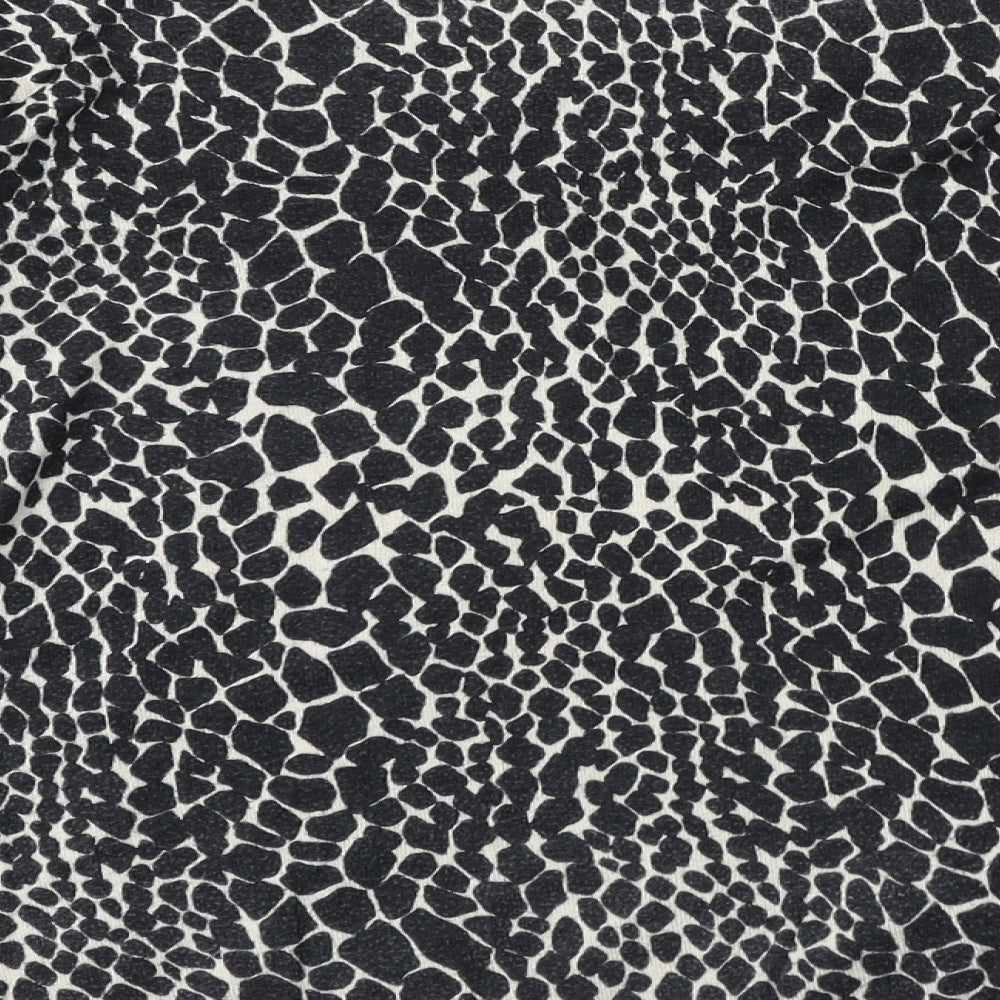 Dorothy Perkins Womens Black Animal Print Viscose Jersey T-Shirt Size 10 Crew Neck